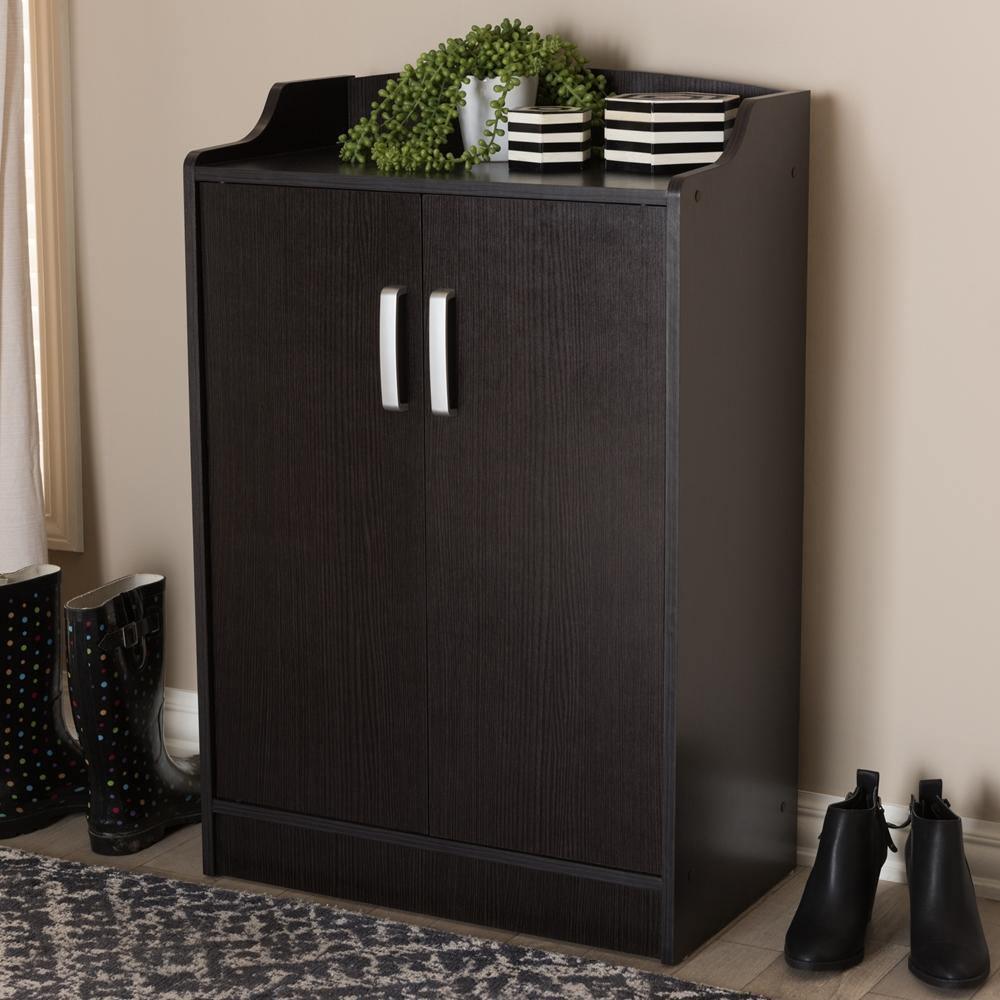 Verdell Modern and Contemporary Wenge Brown Finished Shoe Cabinet FredCo