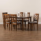 Verner Modern and Contemporary Grey Fabric Upholstered and Walnut Brown Finished Wood 7-Piece Dining Set FredCo