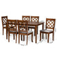 Verner Modern and Contemporary Grey Fabric Upholstered and Walnut Brown Finished Wood 7-Piece Dining Set FredCo