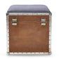 Violetta Vintage Industrial Light Gray Fabric Upholstered Wood Storage Trunk Ottoman FredCo