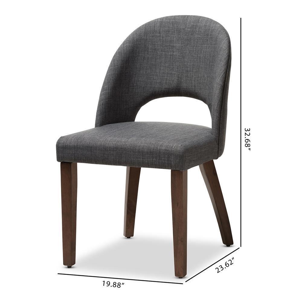 Wesley Mid-Century Modern Dark Grey Fabric Upholstered Walnut Finished Wood Dining Chair (Set of 2) FredCo