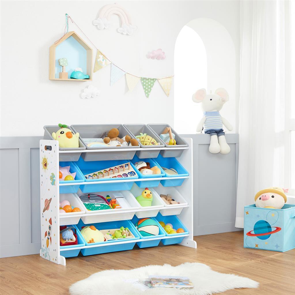 White Toy Storage Unit with Removable Bins FredCo