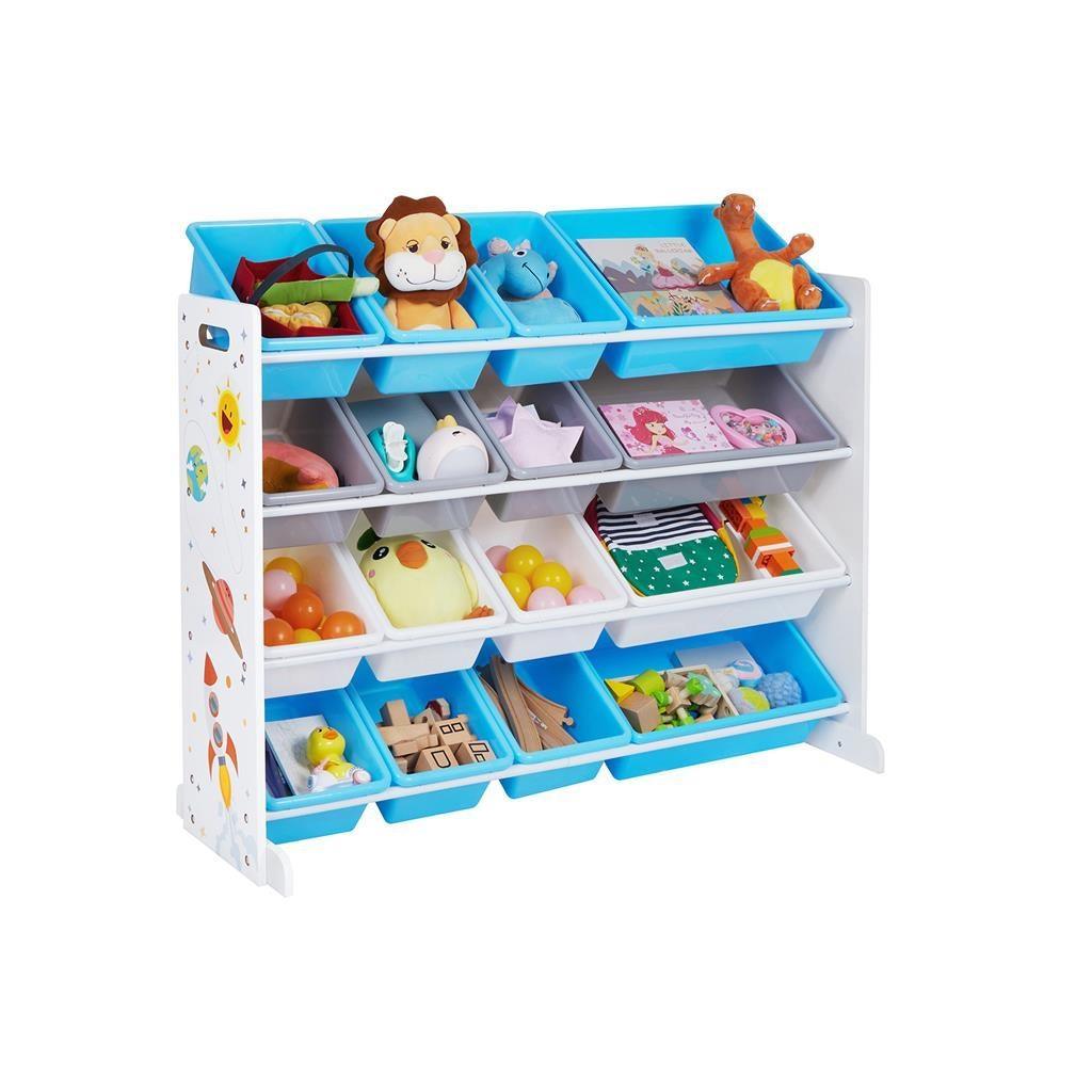 White Toy Storage Unit with Removable Bins FredCo