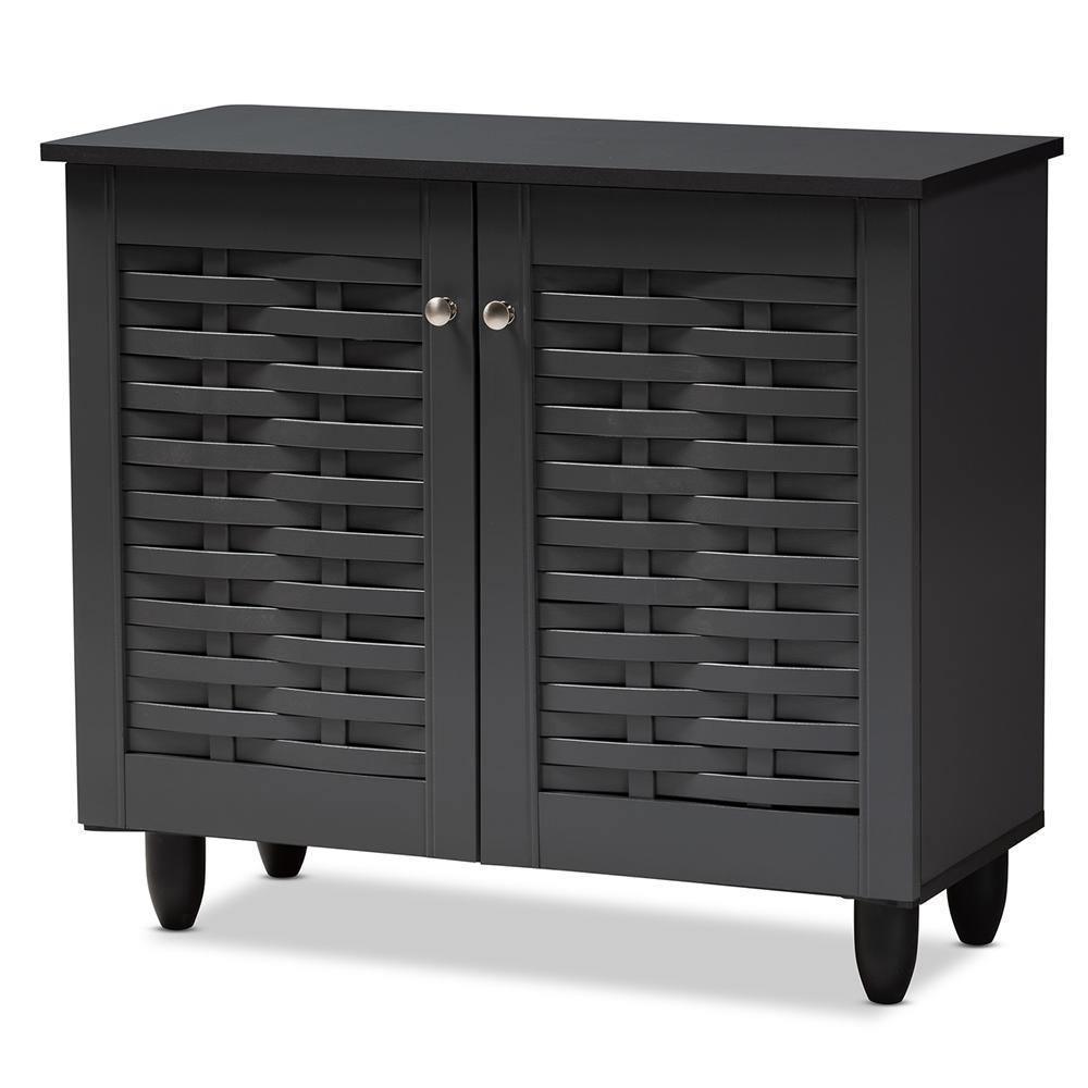 Winda Modern and Contemporary Dark Gray 2-Door Wooden Entryway Shoe Storage Cabinet FredCo