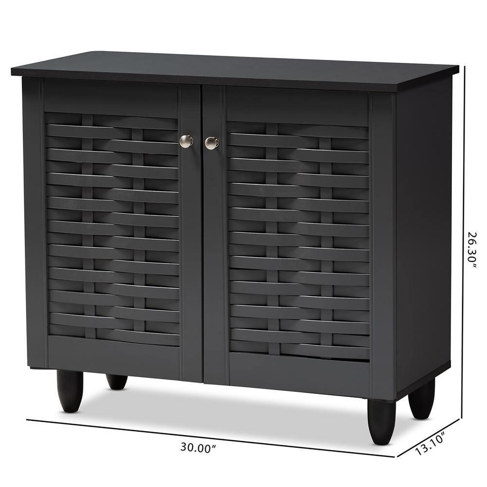 Winda Modern and Contemporary Dark Gray 2-Door Wooden Entryway Shoe Storage Cabinet FredCo