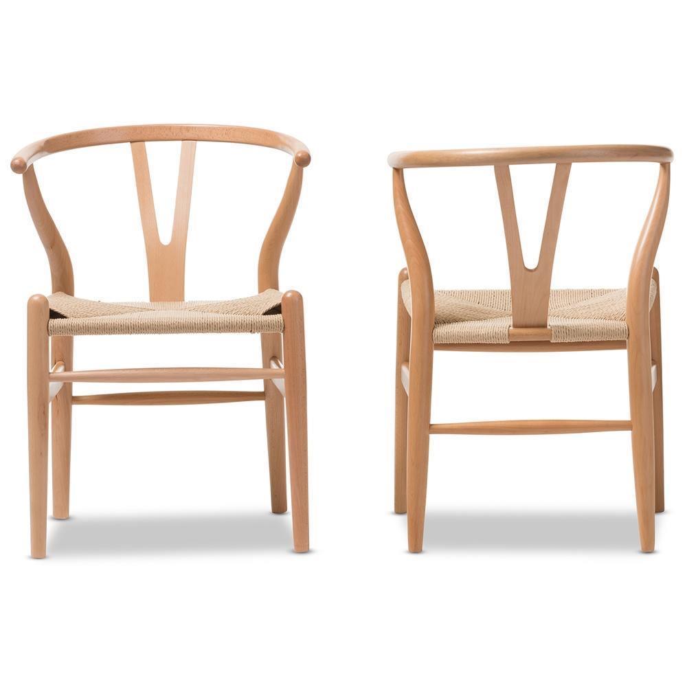 Wishbone Chair - Natural Wood Y Chair (Set of 2) FredCo