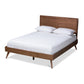 Zenon Mid-Century Modern Walnut Brown Finished Wood Queen Size Platform Bed FredCo